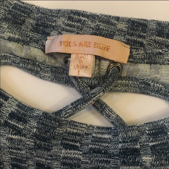 Skies are Blue teal green Lace up Knit Sweater Dress -Size Large - Picture 4 of 9